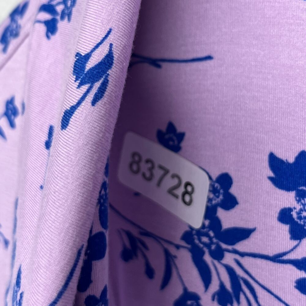 LANDS END Sleepshirt Womens M 10 12 Cooling Long Sleeve Floral Button Up Purple - Picture 12 of 12